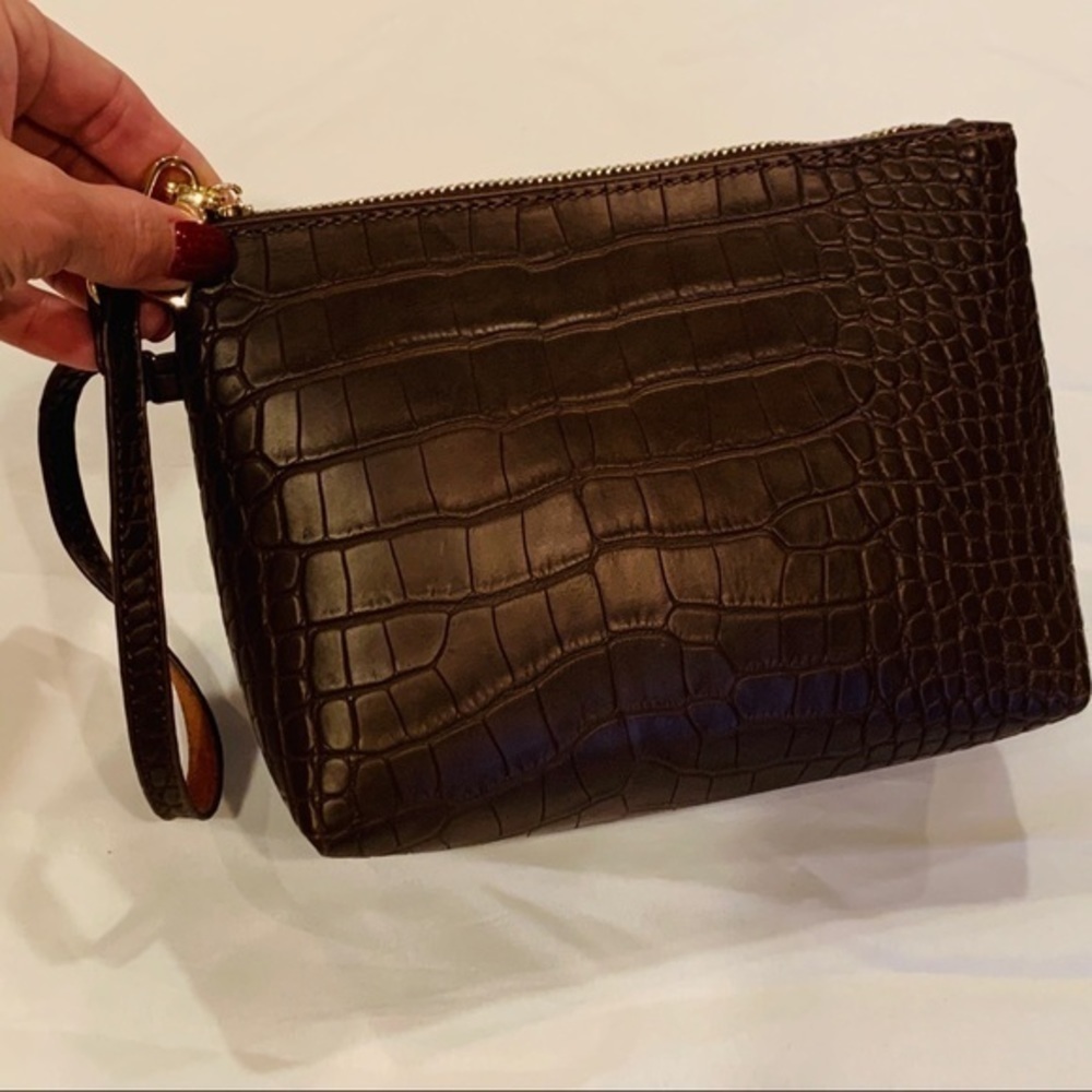 💐5/25 brown faux leather nice quality pouch bag
